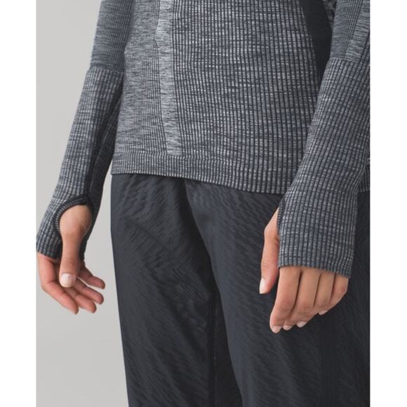 Lululemon Rest Less Pullover Gray Heathered Black Seamless Long Sleeve M/L - Picture 12 of 15